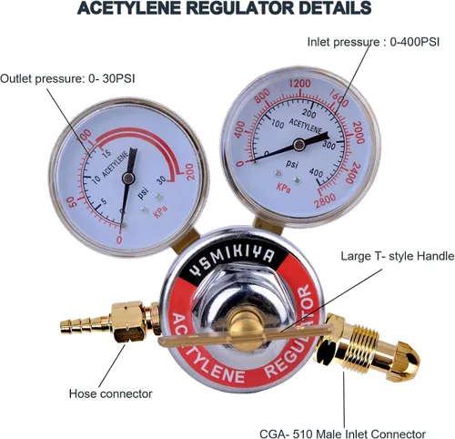 Miniatura 3 de Regulador de acetileno Soldador de gas de soldadura Medidor de gas de soldadura de acetileno para equipos de corte de antorcha CGA 510