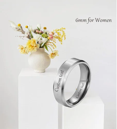 Miniatura 3 de Anillos personalizados a juego para parejas, anillos de promesa de acero inoxidable para parejas, con 2 anillos grabados dentro y fuera para hombres