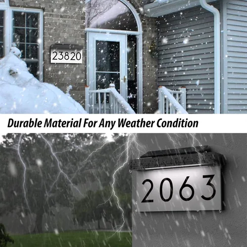 Miniatura 7 de Números de casa, placas de dirección, 3 colores de iluminación y panel solar ajustable, número de casa personalizado para exteriores, letrero