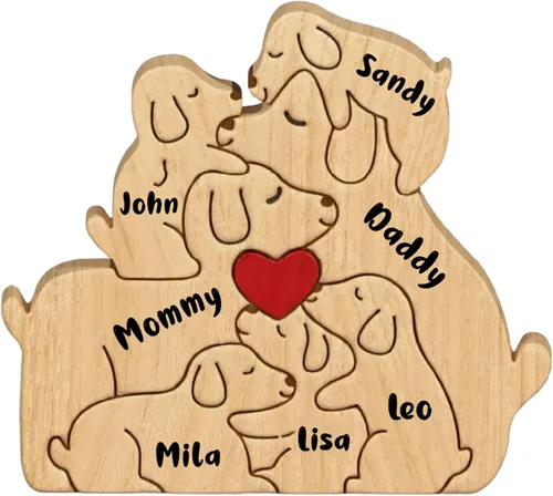 Miniatura 12 de Figura familiar de animales de madera personalizada con 1-8 nombres, bloques de nombres personalizados de animales para abrazar, regalos de recuerdo