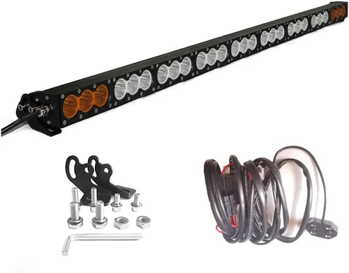 Miniatura 16 de AngelMa Barra de Luz LED de 12 Pulgadas 60W Ámbar Súper Brillante Spot Todoterreno de Una Sola Fila IP68 Impermeable para Cualquier Automóvil Camión