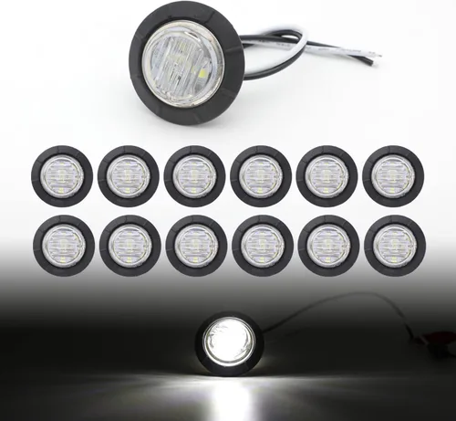 Miniatura 14 de TMH Luces marcadoras laterales redondas de 1-1/4 pulgadas, 6 luces LED de bala blanca, luces marcadoras LED de remolque, montaje en superficie