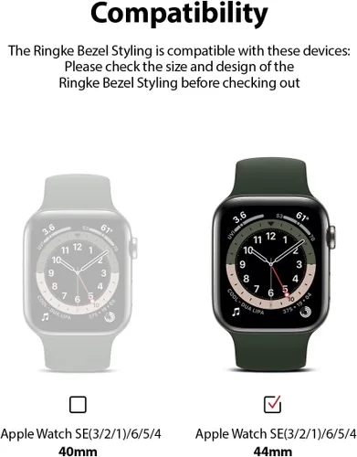 Miniatura 2 de Ringke Estilo bisel para Apple Watch Series 6, 5, 4 (1.732 pulgadas), SE 3, 2, 1 (1.732 pulgadas), marco de acero inoxidable con estilo antiarañazos