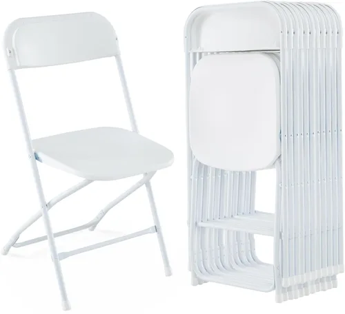 Miniatura 11 de Giantex Silla plegable con asiento y respaldo de plástico, marco de metal resistente, capacidad estática de 770 libras, asiento comercial