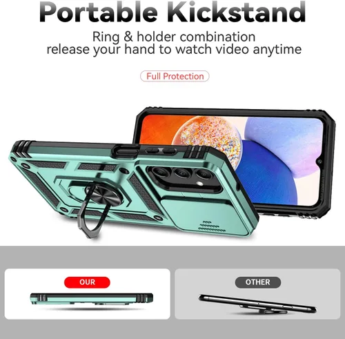 Miniatura 6 de Funda para Samsung Galaxy A15 5G con cubierta deslizante para cámara, protector de pantalla HD [grado militar de 16 pies probada en caídas], soporte