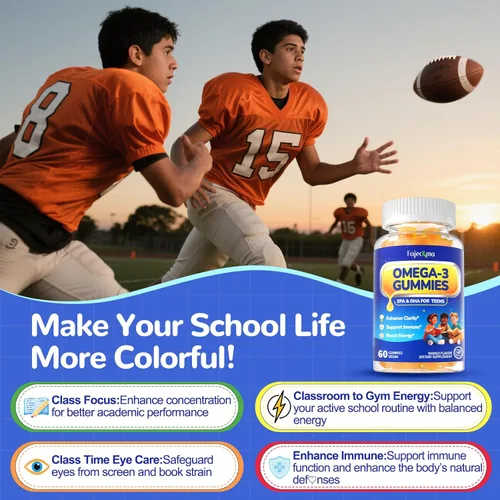 Miniatura 4 de Gomitas Omega-3 de 1000 mg para adolescentes: alternativa vegana al aceite de pescado Omega 3 Suplementos con algas Omega 3 EPA DHA Vitamina D3 C