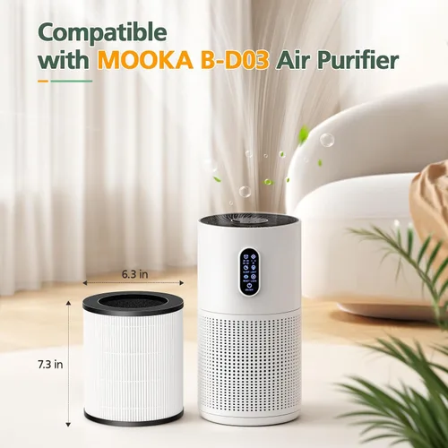 Miniatura 8 de Paquete de 2 filtros M03 de repuesto compatibles con MOOKA M03 y B-D03 purificador de aire para el hogar, habitación grande de hasta 1500 pies