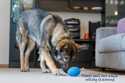 Miniatura 4 de Tricky Treat Rugby Ball - Dispensador de golosinas para perros, impresionante alivio de ansiedad y aburrimiento, diversión y juguete básico
