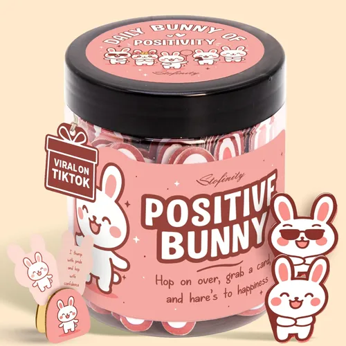 Stofinity Regalos de Conejo de Apoyo Emocional Para Mujeres - Tarjetas de Afirmaciones Diarias Para Mujeres, Afirmaciones Positivas Regalos Para
