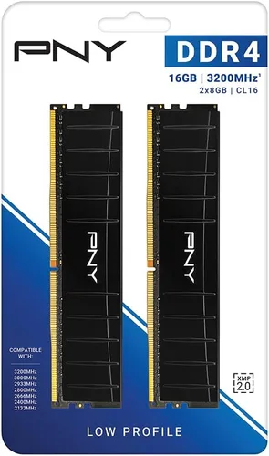 Miniatura 9 de PNY XLR8 Gaming 16GB (2x8GB) DDR4 DRAM 3200MHz (PC4-25600) CL16 1.35V Kit de memoria de escritorio de doble canal de perfil bajo (DIMM)