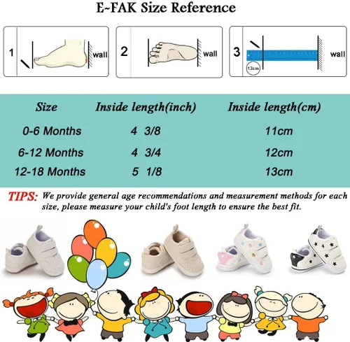 Miniatura 7 de E-FAK tenis para bebés, niñas y niños pequeños, con suela de goma antideslizante, para empezar a caminar