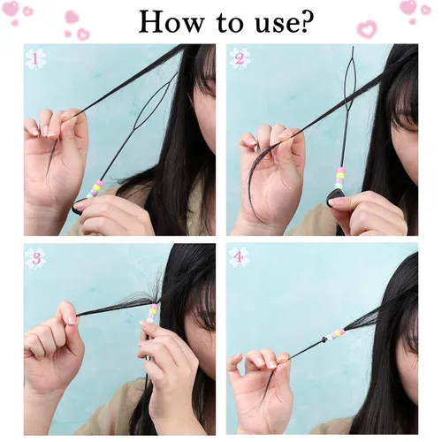 Miniatura 5 de Kit de 1605 trenzas de cabello que incluye 600 cuentas de pony con purpurina de 0.354x0.236 in, 1000 bandas elásticas de goma y 5 cuentas rápidas
