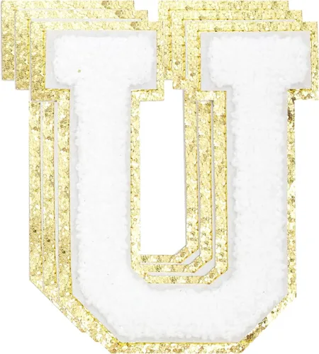 Miniatura 162 de 3 parches de números de chenilla negra, tamaño grande de 4-1/2" parches de números para planchar, parches universitarios para ropa, 8" Borde oro rosa