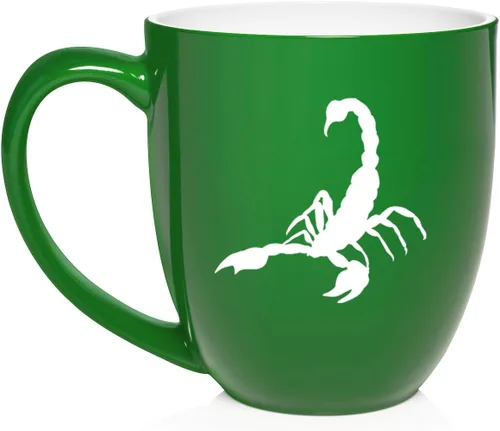 Miniatura 27 de Daylor Taza de café de cerámica Scorpion, regalo para ella, él, amigo, compañero de trabajo, esposa, esposo (11 onzas, azul)