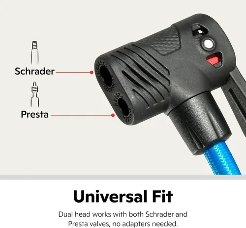 Miniatura 12 de Schwinn Serie Air Center o bomba de piso básica, para una gama de bicicletas, 100, 120 o 160 PSI, mango de agarre suave, cabezal doble para válvulas