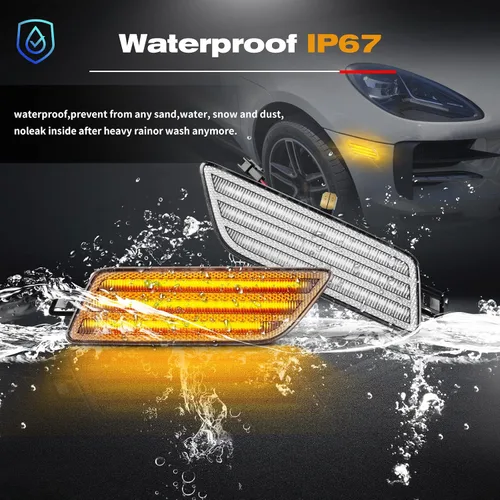 Miniatura 5 de POPMOTORZ Kit de luces de señalización lateral del parachoques delantero, kit de lámparas intermitentes LED ámbar completas para 2014-2022 Porsche