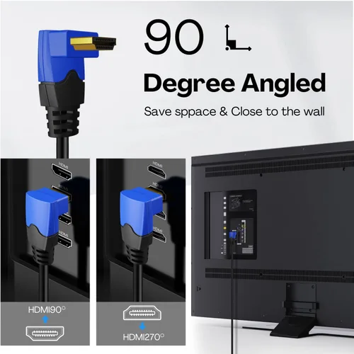 Miniatura 5 de TNP - Cable HDMI 4K en ángulo recto de 270 grados (10 pies), cable HDMI de alta velocidad de 18 GBPs 4K 60Hz HDR 2K 2160p 1080p 1440p 3D ARC/eARC