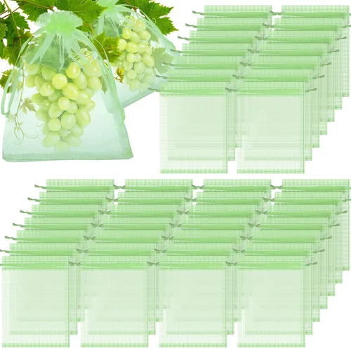 Miniatura 11 de Boao 200 bolsas de protección de frutas con cordón para proteger la red de verduras, bolsa de malla reutilizable para jardín, manzanos