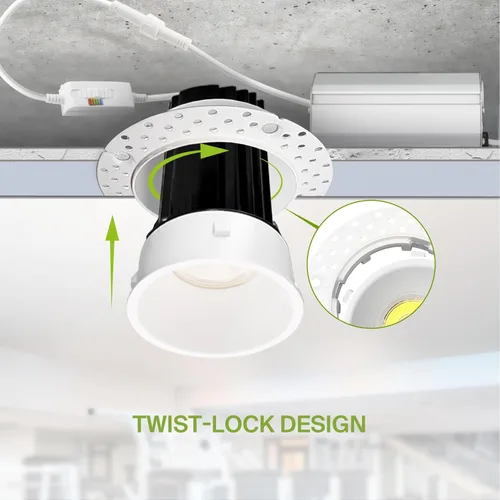 Miniatura 4 de ASD Iluminación empotrable LED de 2" sin moldura, 15 W 120 V, luz de techo redonda comercial regulable, sin lata, con caja de conexiones, 5 CCT