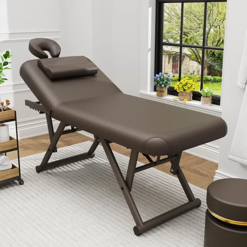 Miniatura 7 de pouseayar Mesa de masaje ajustable con almohada facial y reposacabezas, resistente y sólida, silenciosa y fácil de ajustar, respaldo ajustable