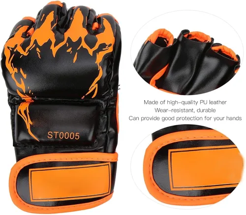 Miniatura 4 de Guantes de MMA, guantes profesionales de MMA sin dedos, de piel sintética, saco de boxeo Sanda, guantes de boxeo para saco de boxeo Sparring Muay