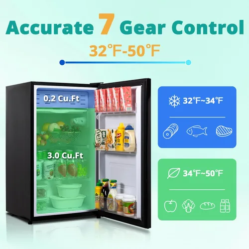 Miniatura 4 de SMETA Mini refrigerador de 3.2 pies cúbicos, refrigerador pequeño de una sola puerta para dormitorio, oficina, dormitorio, apartamento, refrigerador