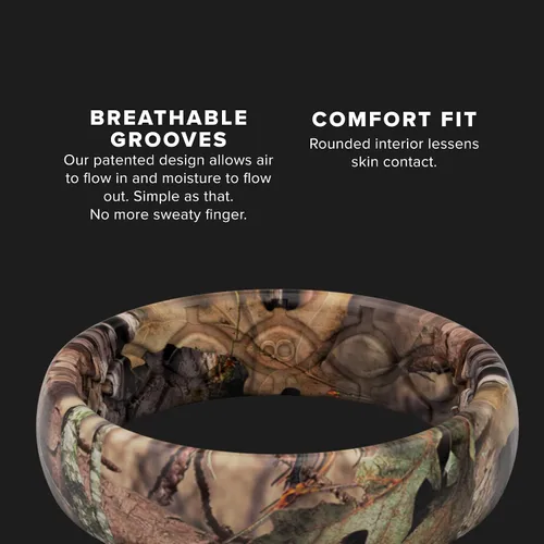 Miniatura 4 de Groove Life Mossy Oak - Anillo de silicona de camuflaje para mujer, anillos de boda de goma transpirable para mujer, cobertura de por vida, diseño