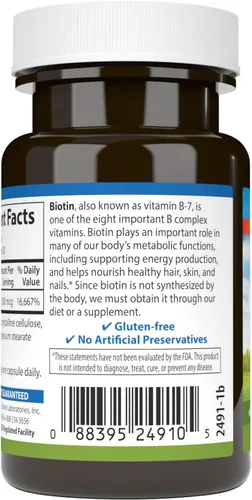 Miniatura 3 de Carlson - Biotina, 5000 mcg, cabello saludable, uñas fuertes y producción de energía, 50 cápsulas