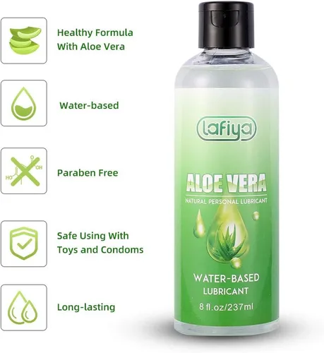 Miniatura 4 de Lafiya Lubricante personal de aloe, lubricante orgánico a base de agua de larga duración para sexo, lubricante sexual para pieles sensibles, 8