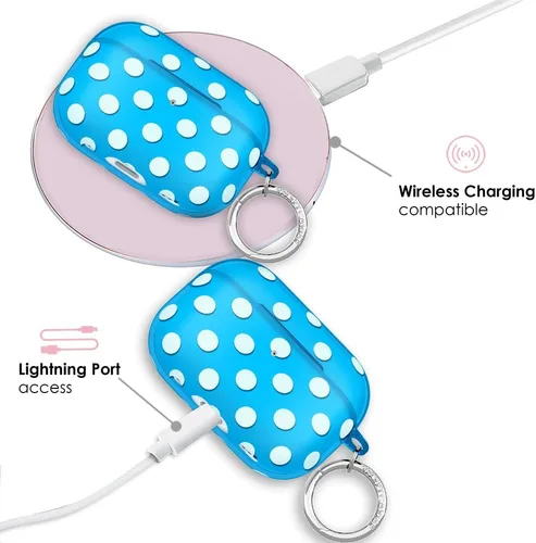 Miniatura 5 de Velvet Caviar Compatible with AirPods Pro Case 2nd and 1st Generation - Cute Protective Hard Cover for Women - Blue Aquamarine Polka Dot