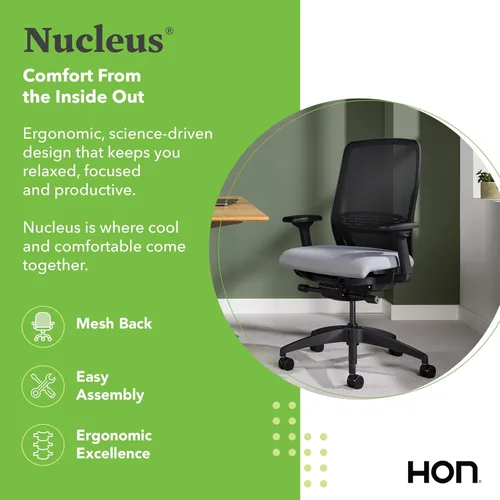 Miniatura 3 de HON Nucleus Taburete de tareas, silla de oficina ergonómica, sillas de escritorio de oficina en casa, inclinación sincronizada con deslizador