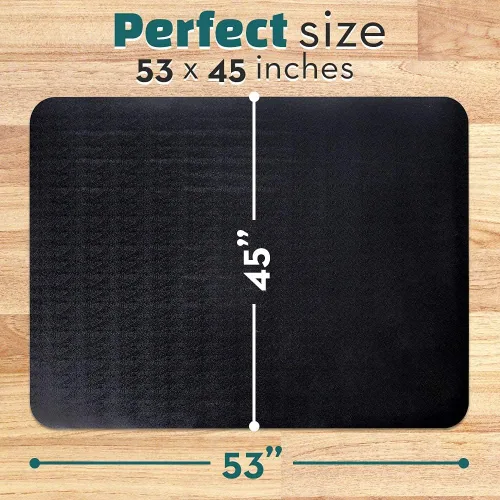 Miniatura 2 de Tapete para silla de oficina para suelo de madera dura: 53 x 45 pulgadas, alfombrilla grande para silla rodante negra para pisos de madera dura