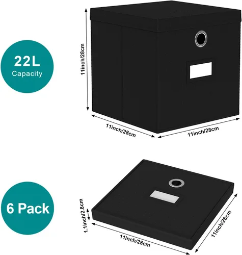 Miniatura 3 de Pezin & Hulin Cubos de almacenamiento plegables de tela con tapas, cubos de almacenamiento plegables para organizador de armario, cajas