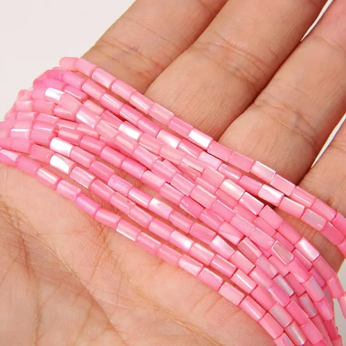 Miniatura 40 de Los granos naturales del espaciador del tubo del grano de Shell de agua dulce teñidos madre de perlas flojas para la fabricación de la joyería, 1