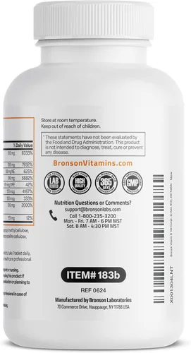 Miniatura 7 de Bronson Complejo de Vitamina B Super B 100 de Liberación Sostenida Contiene Todas las Vitaminas B (Vitamina B1, B2, B3, B6, B9 - Ácido Fólico, B12)