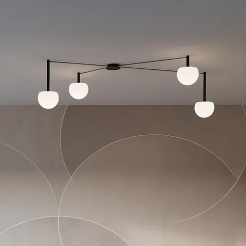 Miniatura 9 de Lámpara de Techo Semiempotrada de Cristal Negro de 3 Luces Adecuada para Salas de Estar, Dormitorios, Pasillos, Comedores, Comedores, Lámpara