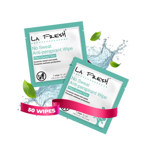 La Fresh Travel Lite - Toallitas antitranspirantes y corporales, 50 toallitas desodorantes envueltas individualmente para adultos, hombres y