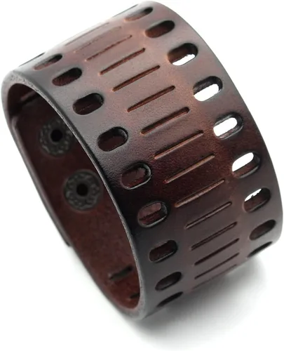 Miniatura 7 de Xusamss Pulsera Punk Jewelry Hollow Brazalete de cuero ancho