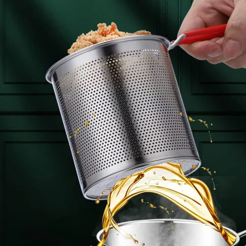 Miniatura 6 de 1 juego de olla profunda de acero inoxidable con cesta para freír olla de cocina de acero inoxidable para calentamiento rápido, diseño ergonómico