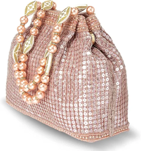 Miniatura 5 de Aheli Bolsos indios Potli para mujer bolso de noche embrague étnico novia monedero con cordón
