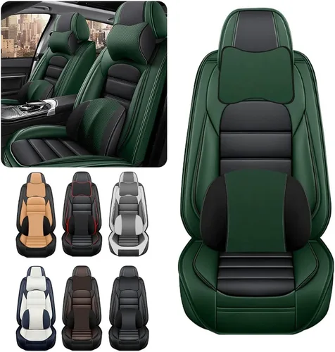 Miniatura 2 de Fundas de Asiento de Automóvil de Lujo, Impermeables, Suaves, Transpirables, de Cuero PU, Funda de Asiento con Bolsillos de Almacenamiento, Se