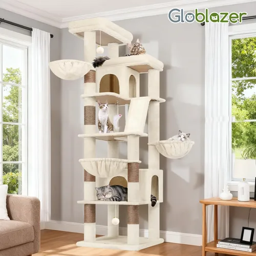 Miniatura 7 de Globlazer Árbol para gatos extra grande, torre de 80 pulgadas XXL de altura, árbol para gatos alto para múltiples gatos de interior, gatos adultos