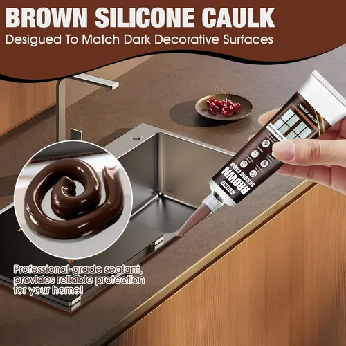 Miniatura 2 de Calafateo marrón, a prueba de encogimiento y grietas de silicona marrón para cocina, baño, ventana, inodoro, fregadero, sellador de calafateo