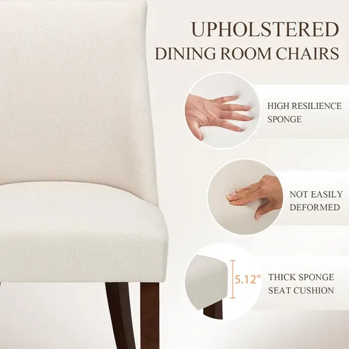 Miniatura 4 de COLAMY Juego de 2 sillas tapizadas para comedor, sillas de cocina modernas de mediados de siglo con respaldo, sillas laterales de comedor