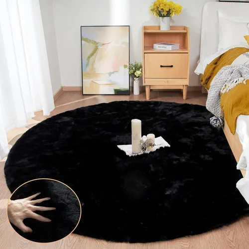 Miniatura 46 de ORINOVA Alfombra de felpa marrón claro beige de 8 x 10 pies para sala de estar, alfombra bohemia esponjosa de piel de conejo grande para dormitorio