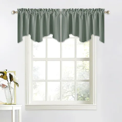 Miniatura 26 de NICETOWN Cenefa de ventana para dormitorio, ahorro de energía, bolsillo para barra, cenefa festoneada corta para ventana pequeña para lavandería