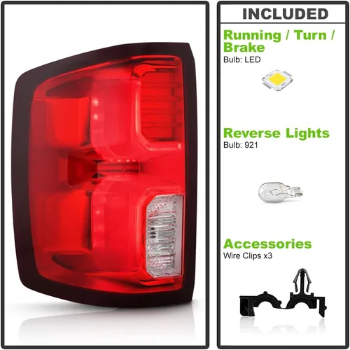 Miniatura 2 de KEEKPO - Para Chevy Silverado 1500 del 2016 al 2018, juego de luces LED de cola de fábrica, luces de freno de reemplazo, izquierda+derecha Rojo