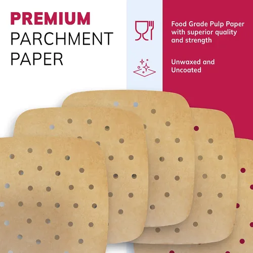 Miniatura 4 de Reli. Forros de papel pergamino para freidora de aire (400 piezas) marrón Hojas desechables cuadradas de 8.5 pulgadas Papel pergamino
