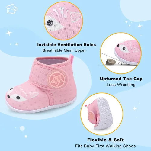 Miniatura 4 de JOINFREE Zapatillas transpirables para bebés y niñas, zapatos antideslizantes para primeros pasos, zapatos para cuna, zapatos descalzos para bebés