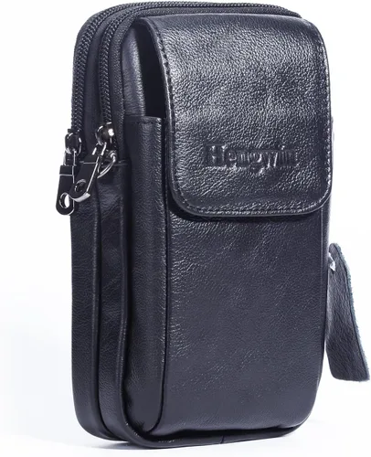 Funda vertical de cuero para hombre con clip para cinturón, bolsa de mensajero de viaje, bolsa cruzada para iPhone 17 Pro Max 15 Pro Max, Samsung